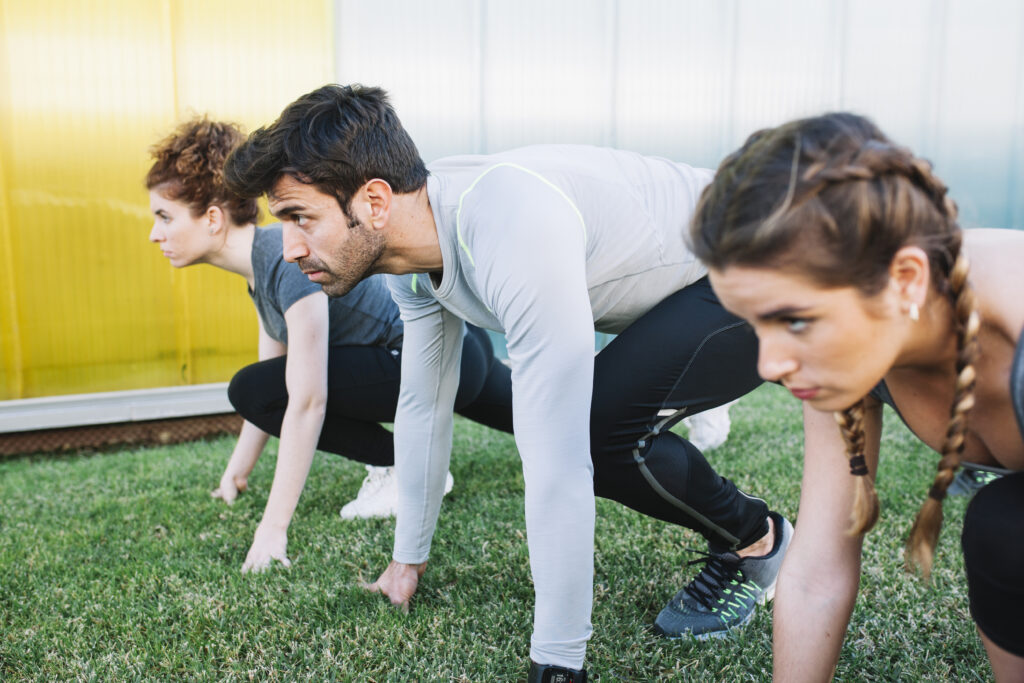 young confident people prepared run