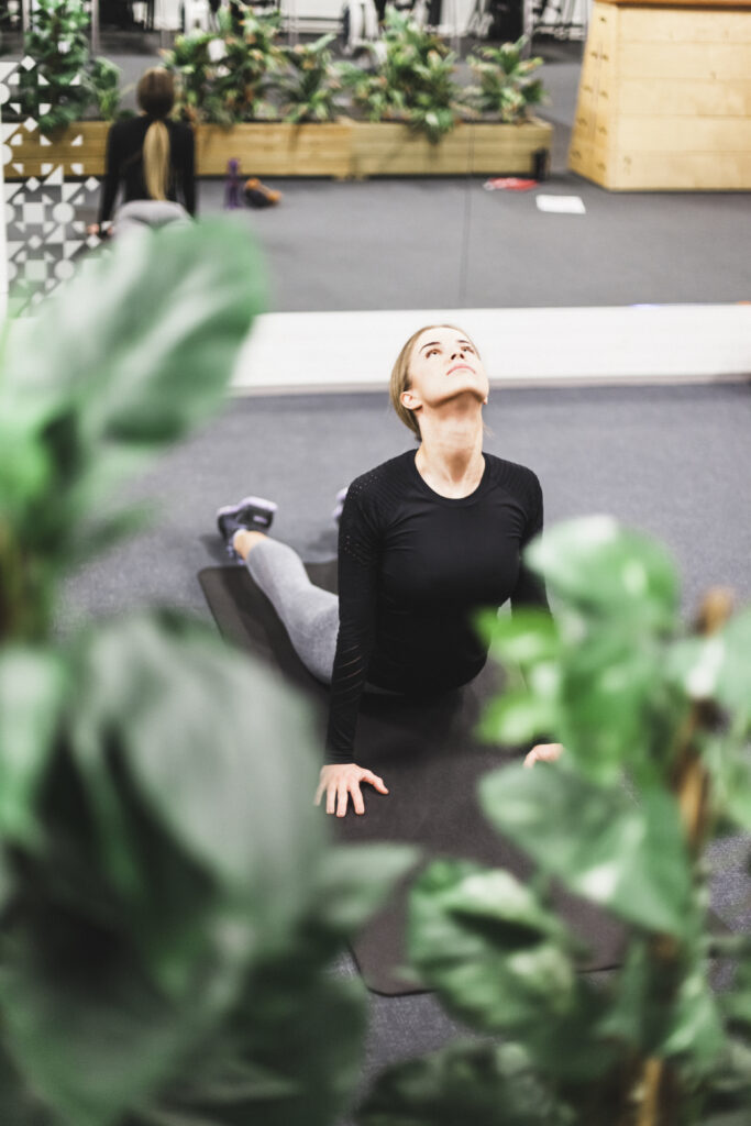 young woman doing exercise gym